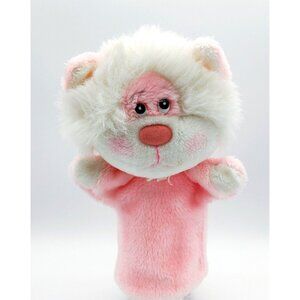 24K Polar Puff Stuffed Plush Pink White Kitty Cat Kitten Hand Puppet Rattle 10"